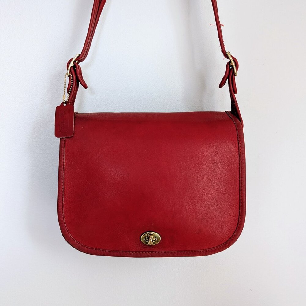 Vintage Coach NYC Small Shoulder Bag 9530 Red Larger Variation - Picture 3 of 16